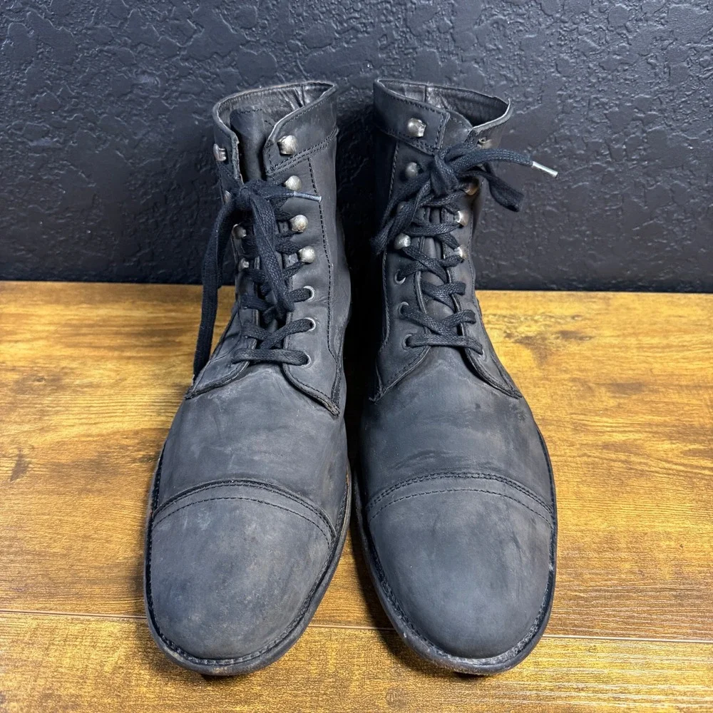 Game Place Game Place Black Leather Lace Up Cap Toe Combat Boots Mens Size‎ 12